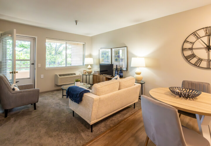 Modern Living Room in an Independent Living Apartment Modern Living Room in an Independent Living Apartment