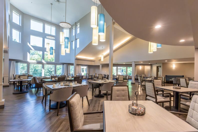 Elegant Main Dining Hall at Independent Living Facility Elegant Main Dining Hall at Independent Living Facility