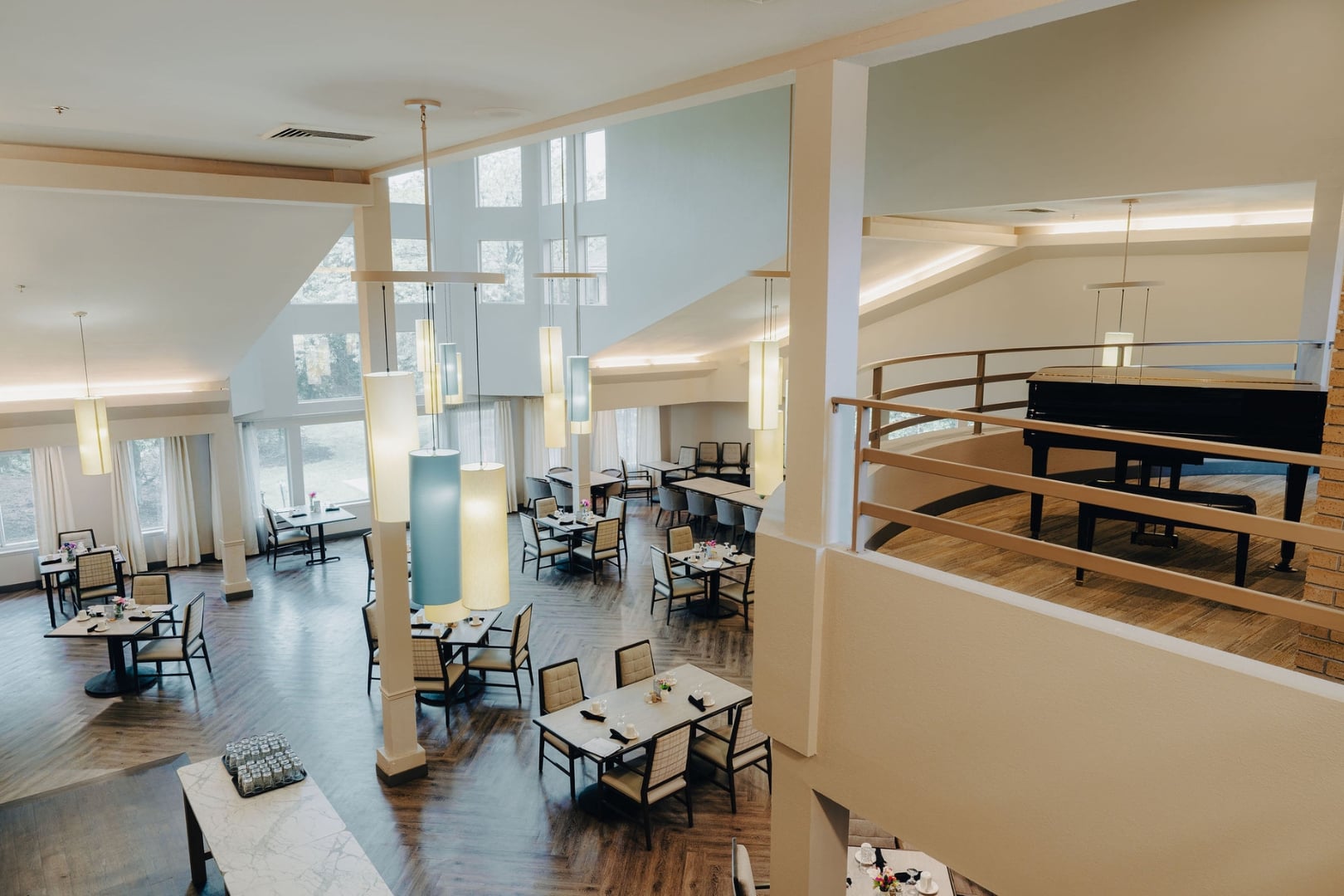 Elegant Dining Room Overlooking Common Areas at Independent Living Facility