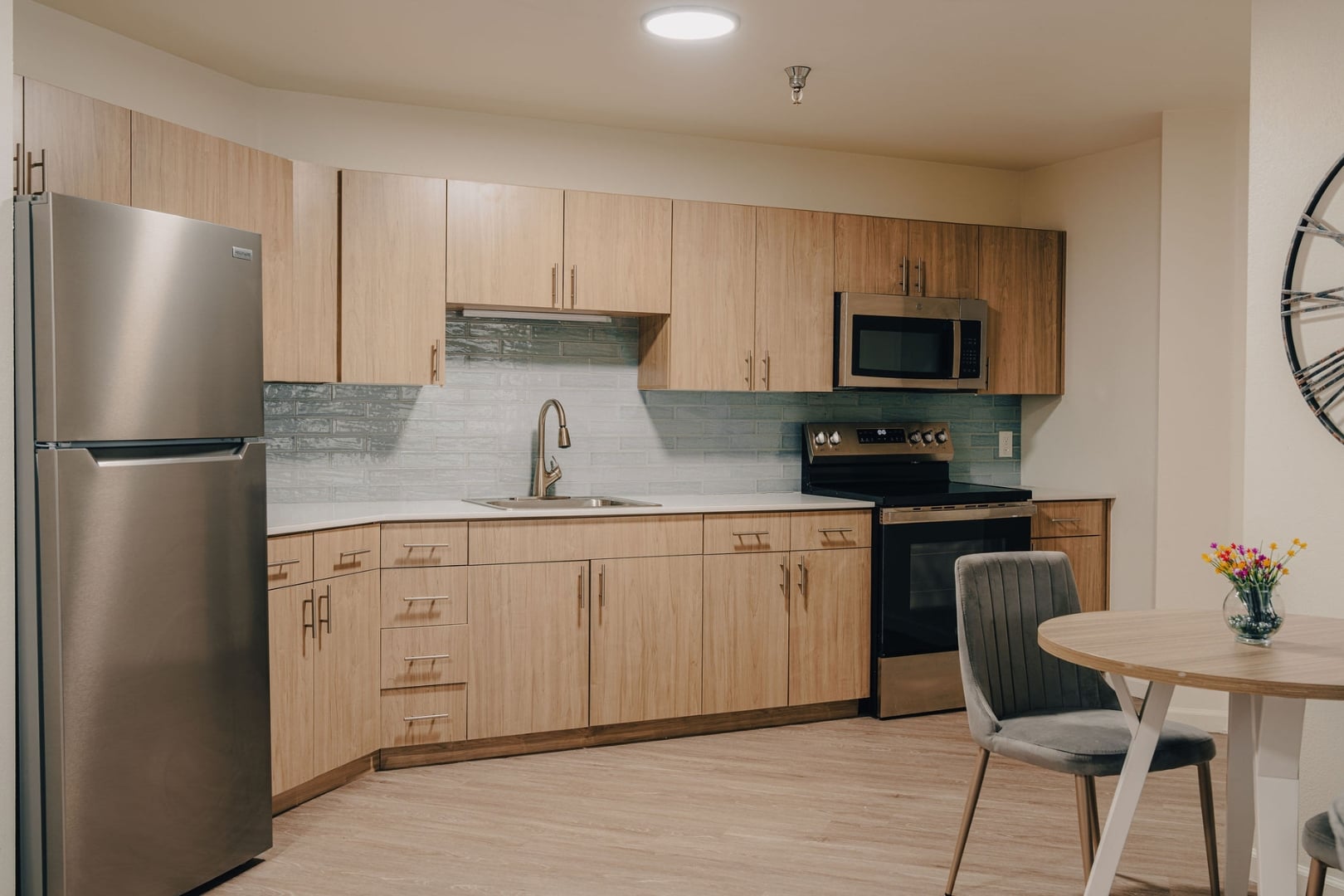 Updated Full Kitchen Inside Elderly Apartment at Independent Living Community
